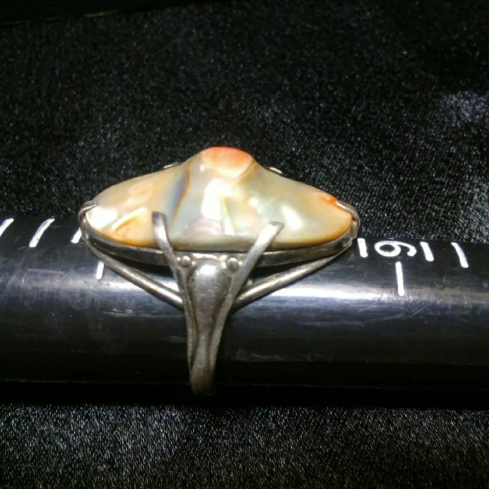 VINTAGE STERLING SILVER ABALONE RING - Picture 7 of 7
